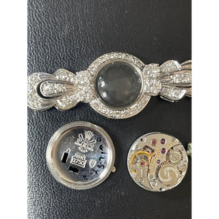 Vintage 1950s Rolex Precision 18K White Gold 2Ct Diamond Cocktail Bracelet Watch
