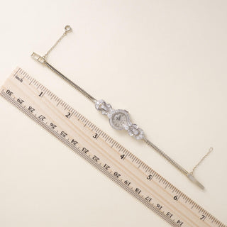 Vintage 1950s Rolex Precision 18K White Gold 2Ct Diamond Cocktail Bracelet Watch
