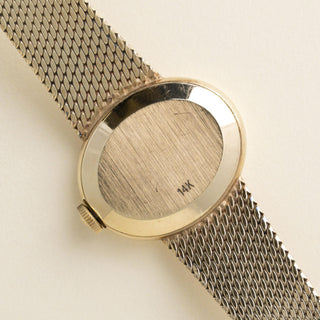 Vintage 1970s 14K Gold Rolex Oval Bezel Matte Finish Bracelet Ladies Watch