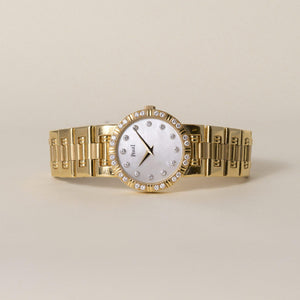 Vintage 18K Piaget Dancer Diamond and Mother of Pearl Dial Ladies Watch