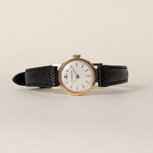 Vintage 1950s 18K Rose Gold Jaeger-LeCoultre Mini-Montre Round White Dial Watch