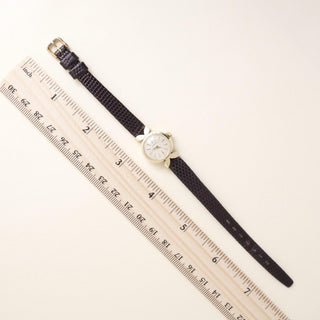 Vintage 1950s 14K Yellow Gold Gubelin Bow-Tie Ladies Watch with Leather Strap