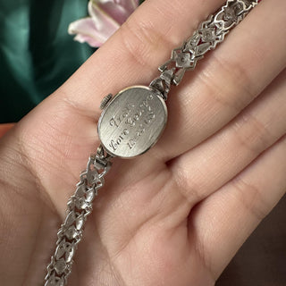 Vintage 1960s Omega 14K White Gold Marquise 2ct Diamond Cocktail Bracelet Watch