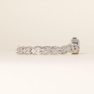 Vintage 1960s Omega 14K White Gold Marquise 2ct Diamond Cocktail Bracelet Watch