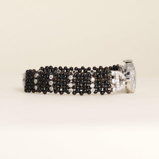 Art Deco Van Cleef & Arpels 2.50 Carats Diamond and Onyx Striped Wristwatch