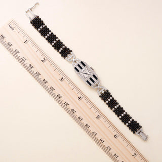 Art Deco Van Cleef & Arpels 2.50 Carats Diamond and Onyx Striped Wristwatch
