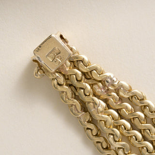 Vintage Rolex Precision 18K Gold Serpentine Link 5 Stand Chain Bracelet Watch