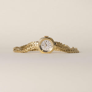 Vintage Rolex Precision 18K Gold Serpentine Link 5 Stand Chain Bracelet Watch