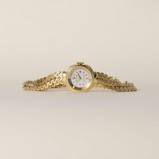 Vintage Rolex Precision 18K Gold Serpentine Link 5 Stand Chain Bracelet Watch