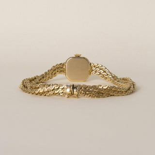 Vintage Rolex Precision 18K Gold Serpentine Link 5 Stand Chain Bracelet Watch