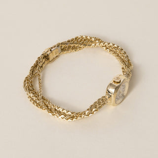 Vintage Rolex Precision 18K Gold Serpentine Link 5 Stand Chain Bracelet Watch