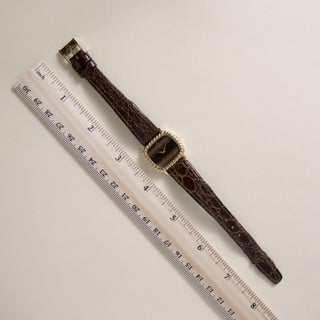 Vintage 1970s 18K Gold Baume & Mercier Tiger's Eye Cushion Dial Watch