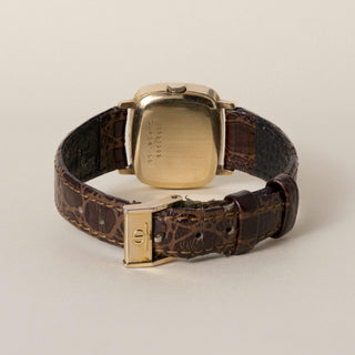 Vintage 1970s 18K Gold Baume & Mercier Tiger's Eye Cushion Dial Watch