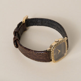Vintage 1970s 18K Gold Baume & Mercier Tiger's Eye Cushion Dial Watch