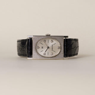 Vintage 14K Gold Hamilton Lord Lancaster R Model Leather Strap Mechanical Watch