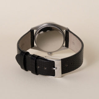 Vintage 1940s Rolex Oyster Speed King Stainless Steel Black Leather Strap Watch