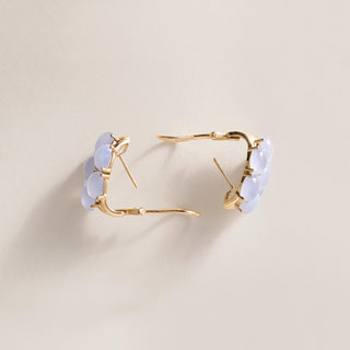 Vintage 14K Gold Moonstone Cabochon Cluster Earrings