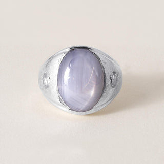 Vintage 14K Gold 13.50 Carat Lavender Star Sapphire Diamond Ring