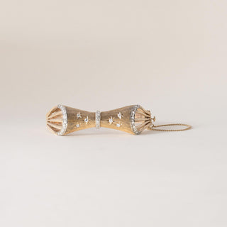 Retro 14K Brushed Gold and Diamond Stars Bow Tie Bangle Bracelet