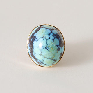 Vintage 18K Rose Gold 20.88 Carat Turquoise Dome Cocktail Ring