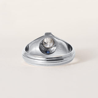 Art Deco 20K Gold Old European Cut and Sapphire Diamond Ring