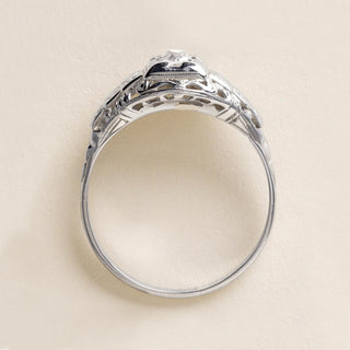 Art Deco 0.25 Carat Old Mine Cut Diamond Solitaire 14K White Gold