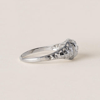 Art Deco 0.25 Carat Old Mine Cut Diamond Solitaire 14K White Gold