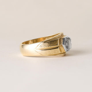 1940s Retro 0.50 Carat 3-Stone Diamond Ring 13K Two Tone Gold Size 10