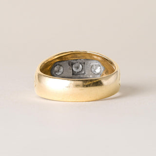 1940s Retro 0.50 Carat 3-Stone Diamond Ring 13K Two Tone Gold Size 10
