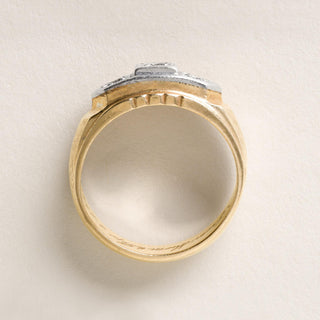 1940s Retro 0.50 Carat 3-Stone Diamond Ring 13K Two Tone Gold Size 10