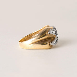 Vintage X Diamond Channel Set Wide Band Ring 14K Yellow Gold