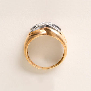 Vintage X Diamond Channel Set Wide Band Ring 14K Yellow Gold