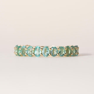 18K Yellow Gold 2.29 Carats Paraiba Tourmaline Oval Ring Band