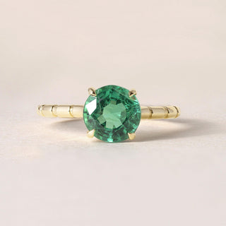 18K Gold 1.67 Carat Emerald Round Solitaire Ring