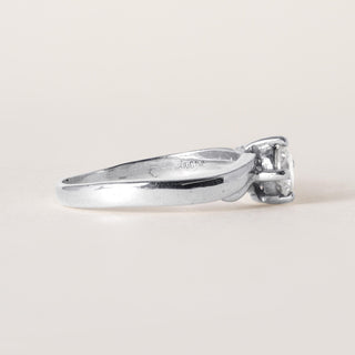 Vintage 1970s 0.38ct F/G VS Diamond Solitaire Wave Shank Ring Sz 6 Platinum
