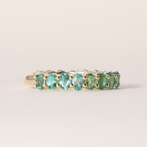18K Yellow Gold 2.27 Carats Paraiba Tourmaline Oval Ring Band
