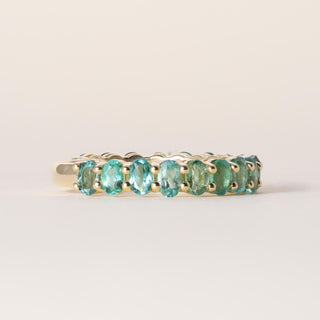 18K Yellow Gold 2.29 Carats Paraiba Tourmaline Oval Ring Band