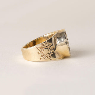 Vintage Pentagram Ring Diamond Five-Pointed Star Astrology Band 14K Gold