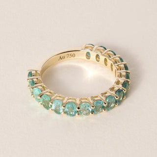 18K Yellow Gold 2.27 Carats Paraiba Tourmaline Oval Ring Band