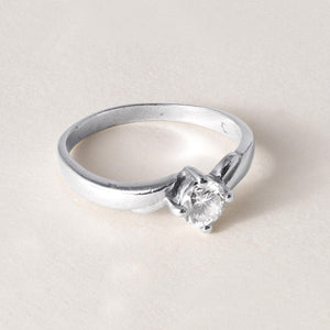 Vintage 1970s 0.38ct F/G VS Diamond Solitaire Wave Shank Ring Sz 6 Platinum