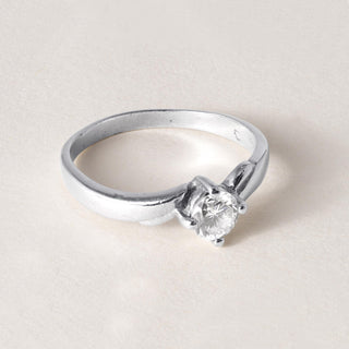 Vintage 1970s 0.38ct F/G VS Diamond Solitaire Wave Shank Ring Sz 6 Platinum
