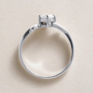 Vintage 1970s 0.38ct F/G VS Diamond Solitaire Wave Shank Ring Sz 6 Platinum