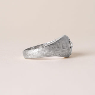 1950s 0.25 Carat Old Mine Diamond 12K White Gold Dome Ring Florentine Finish