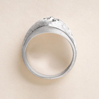 1950s 0.25 Carat Old Mine Diamond 12K White Gold Dome Ring Florentine Finish