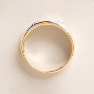 1950s Vintage Men's Diagonal Stripe Diamond Band 14K Two Tone Gold