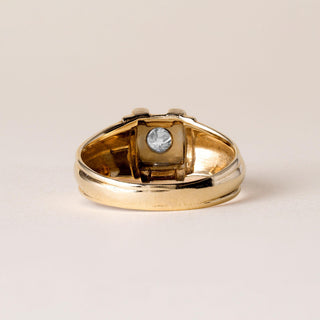 1940s Retro 0.25 Carat Old Mine Cut Diamond Solitaire Band 14K Two Tone Gold