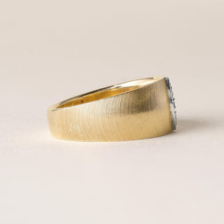 Vintage Brushed Three Stone Diamond Band 18k & 14K Gold
