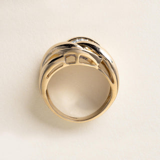 1970s Vintage 0.50 CTW Baguette Diamond Knot Swirl Cocktail Ring 14K Yellow Gold