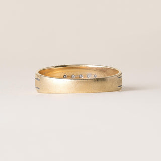 1940s Retro Single Cut Diamond Black Enamel Band 14K Yellow Gold Size 9.75