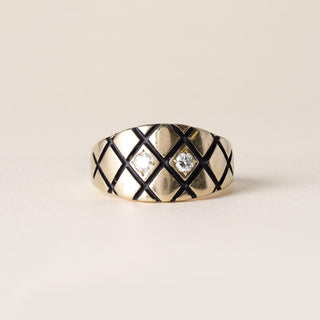 Vintage 14K Gold Quilted Ethyl Diamond Ring